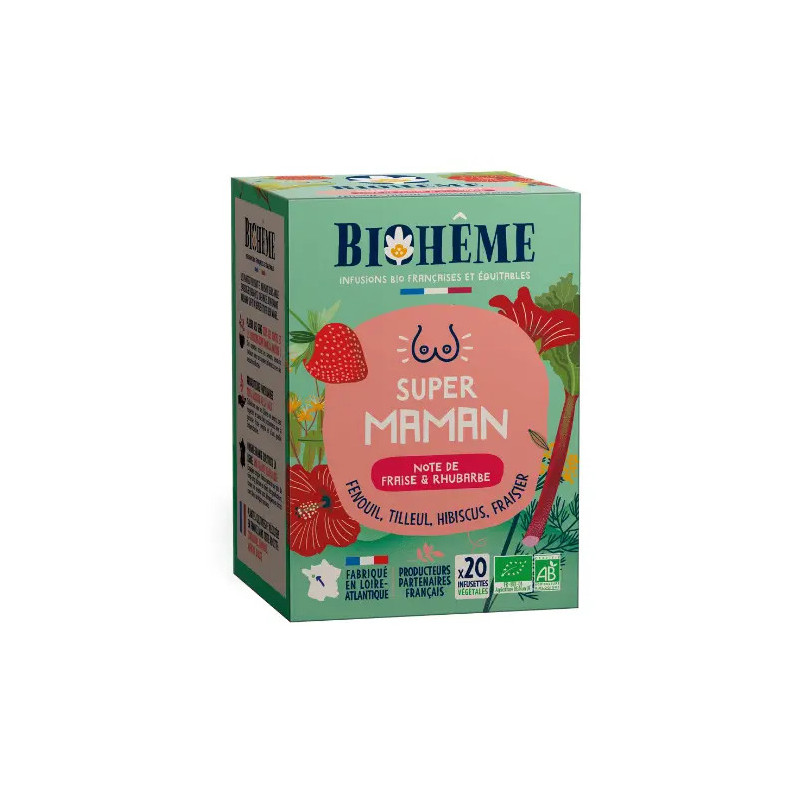 Tisane Bio Super Maman – Fraise, Rhubarbe & Fenouil