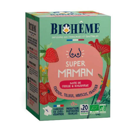 Tisane Bio Super Maman – Fraise, Rhubarbe & Fenouil